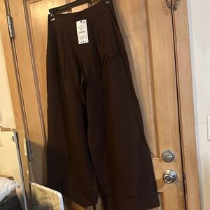 Zara Brown Wide Leg Embroidered Pants